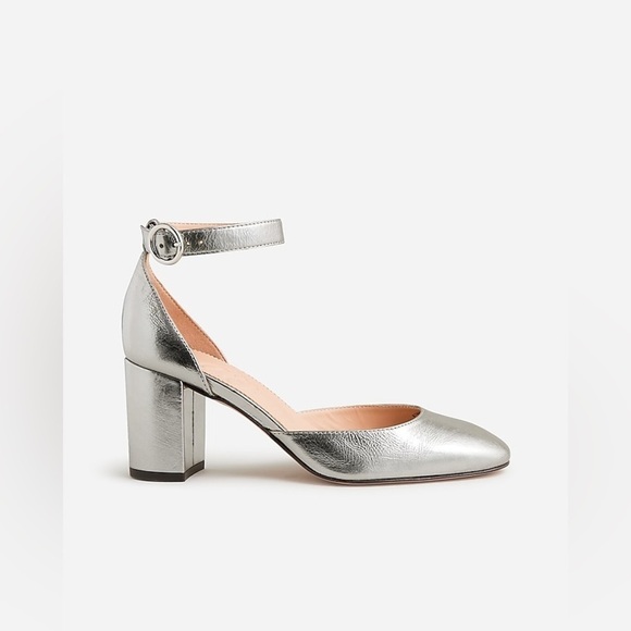 J Crew Maisie ankle-strap heels in crinkle metallic BT908 - Picture 2 of 6